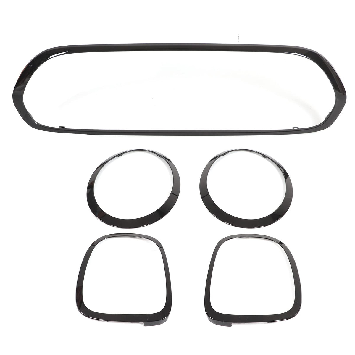 Evgatsauto Headlight Cover Trims, 5Pcs Gloss Black Left Right Headlight Taillight Grille Surround Cover Trims Replacement For Mini F55 F56 F57 One Cooper S Jcw 2014+