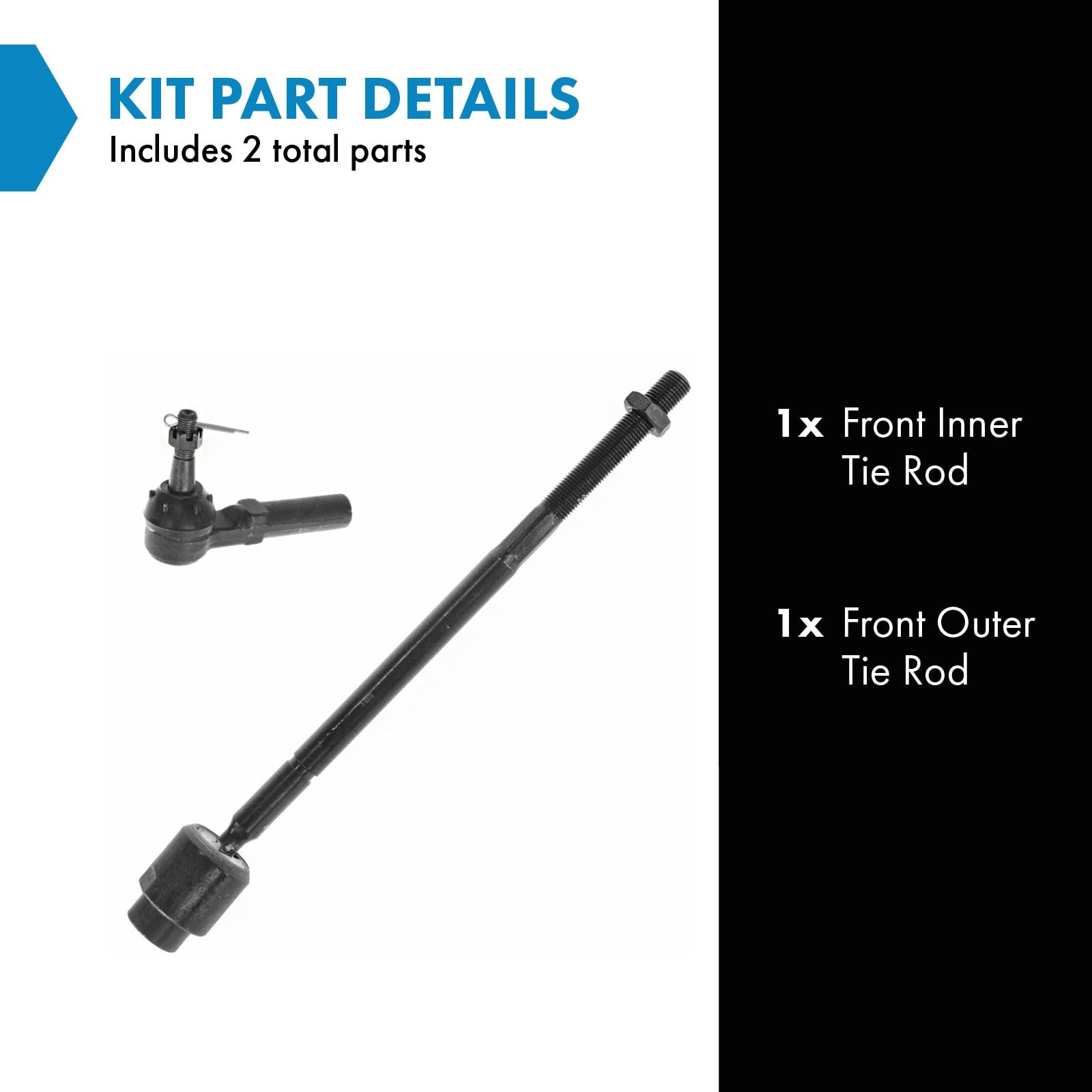Trq 2 Piece Steering Kit Inner & Outer Tie Rod Ends For Buick Chevy Pontiac Olds New