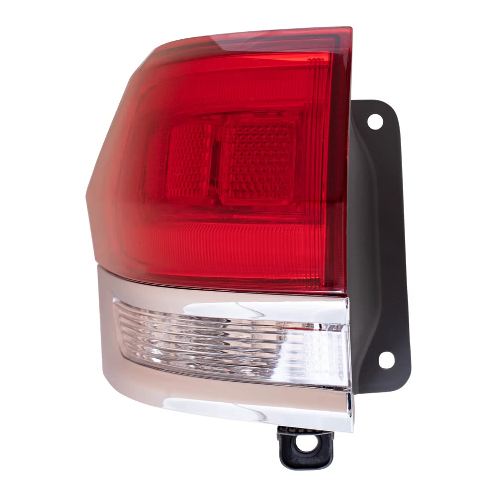 Brock Replacement Driver Side Tail Light Assembly With Chrome Bezel Compatible With 2014-2021 Grand Cherokee Laredo/Limited/Over