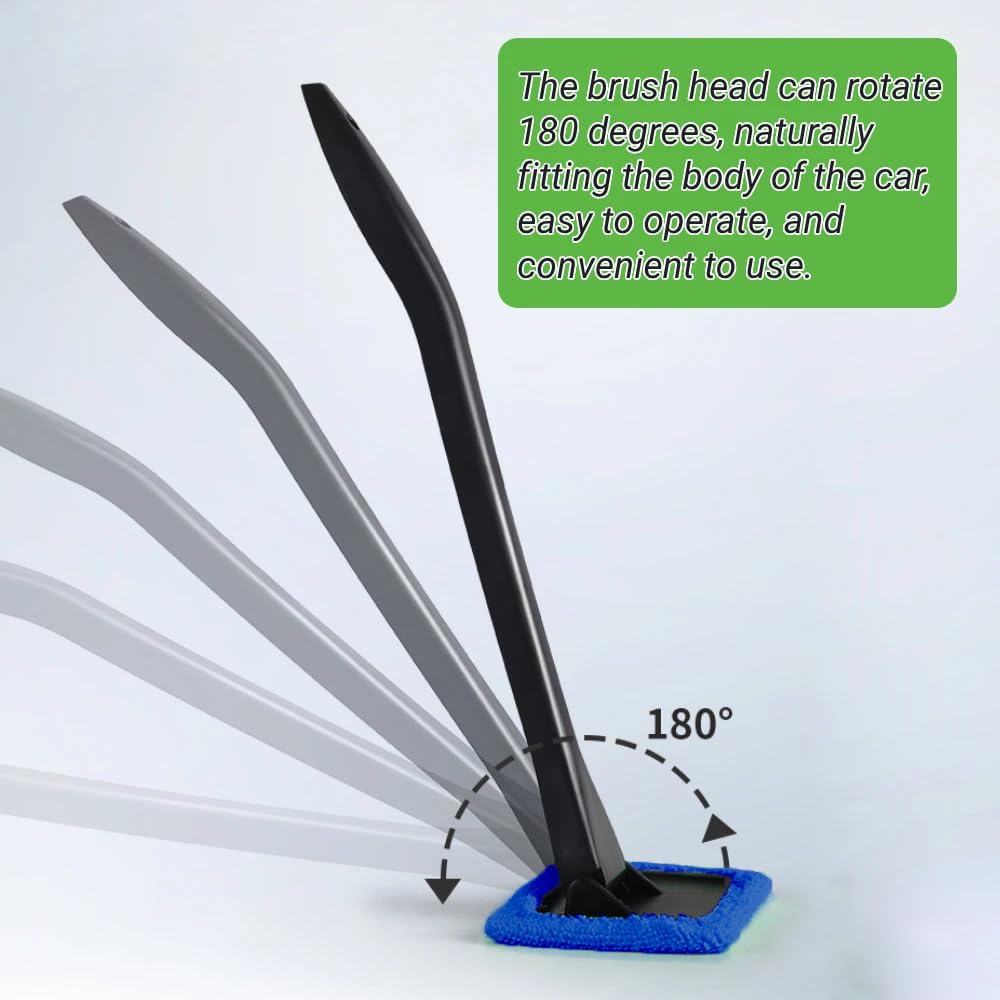 6pcs Windshield Cleaning Tool,Car Window Cleaner with 6 Reusable and Washable Microfiber Pads and Extendable Handle Auto Inside