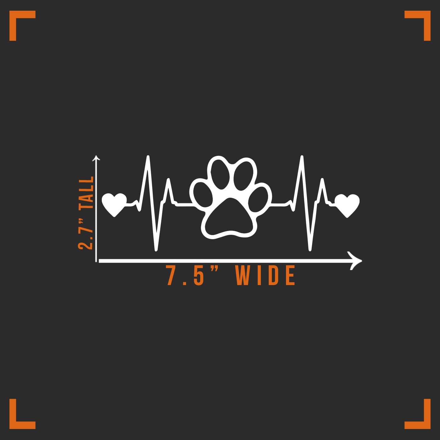 Dog Paw Heartbeat Decal Vinyl Sticker Auto Car Truck Wall Laptop | White| 7.5'' x 2''