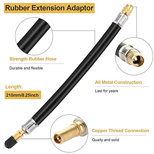 Mudder 2 Pieces 8.25 Inch Flexible Tire Valve Extension Adaptor And 2 Pieces 90 Degree Tyre Valve Extension Adaptor For Universa