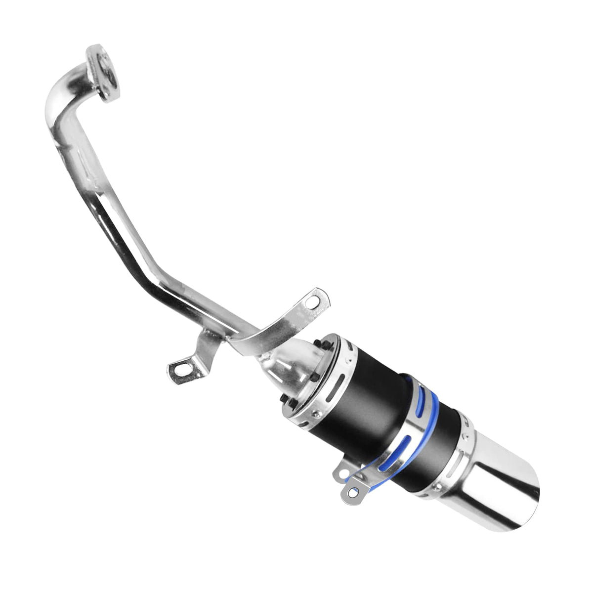 Flypig High Performance Gy6 150Cc Muffler Exhaust Pipe Kit Replace For System Shorty Gy6 125Cc 150Cc 152Qmi 157Qmj Atv 4 Stroke Chinese Scooter Moped Atv Go Kart (Black)
