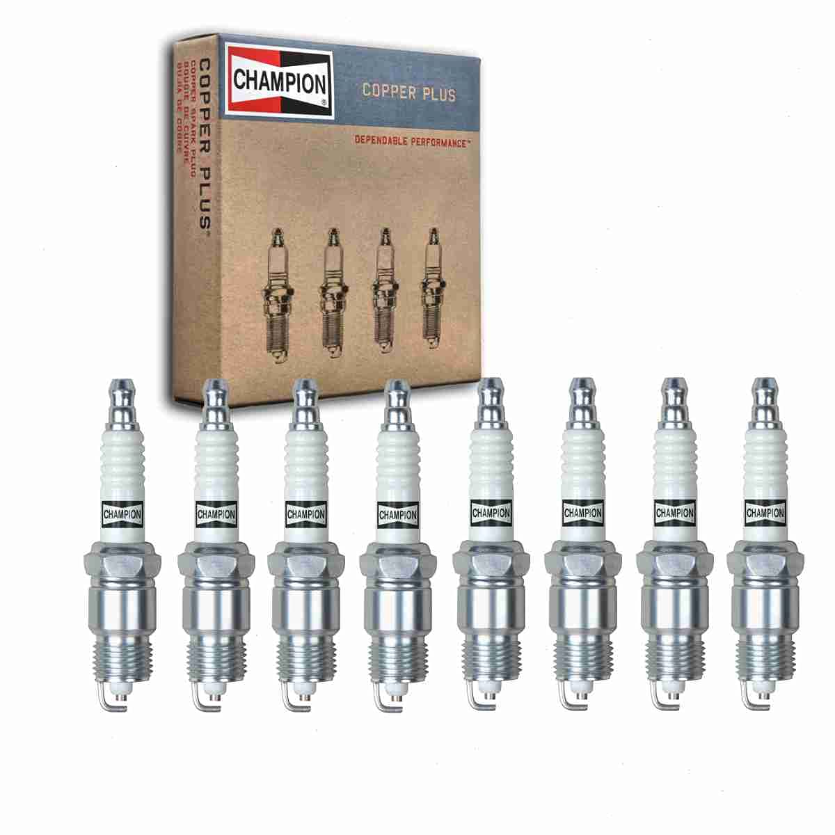 8 pc Champion Copper Plus Spark Plugs compatible with Chevrolet Corvette 5.0L 5.7L V8 1971-1991
