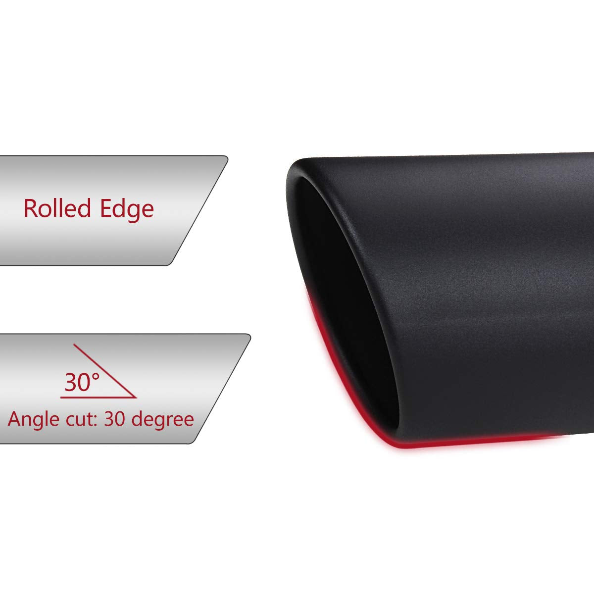 LCGP 5'' Inlet Exhaust Tip, 6'' Outlet 15'' Long Bolt On Stainless Steel Diesel Exhaust Tailpipe Black