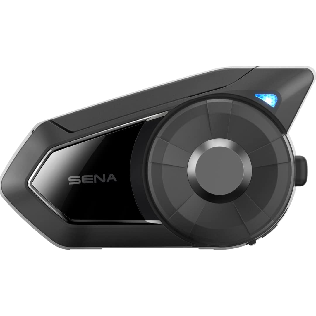 Sena 30K Motorcycle Bluetooth Headset Mesh Communication System, Black, Single Pack With Hd Speakers