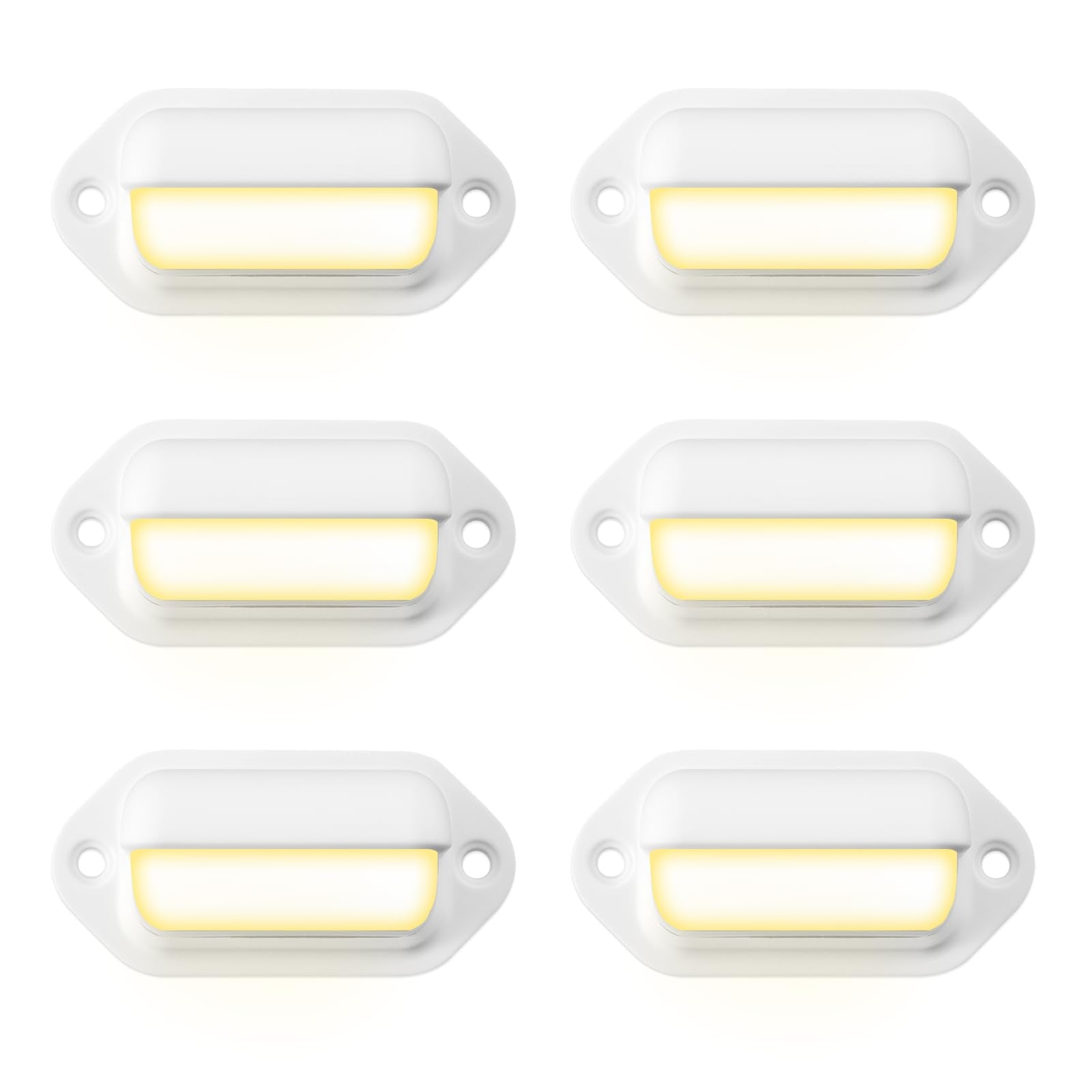 Dream lighting 12 Volt Surface Mount LED Step Lights, Warm White Deck Lights for Boat, Marine, RV, Camper, Motor Home, Pack of 6
