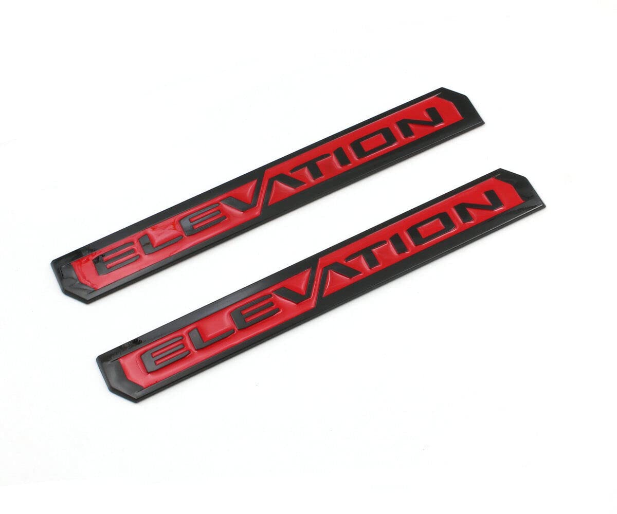Set of 3 Elevation Emblems Door Tailgate 3D Badge Nameplate Replacement for 2019-2021 Sierra 84682634 (Red)