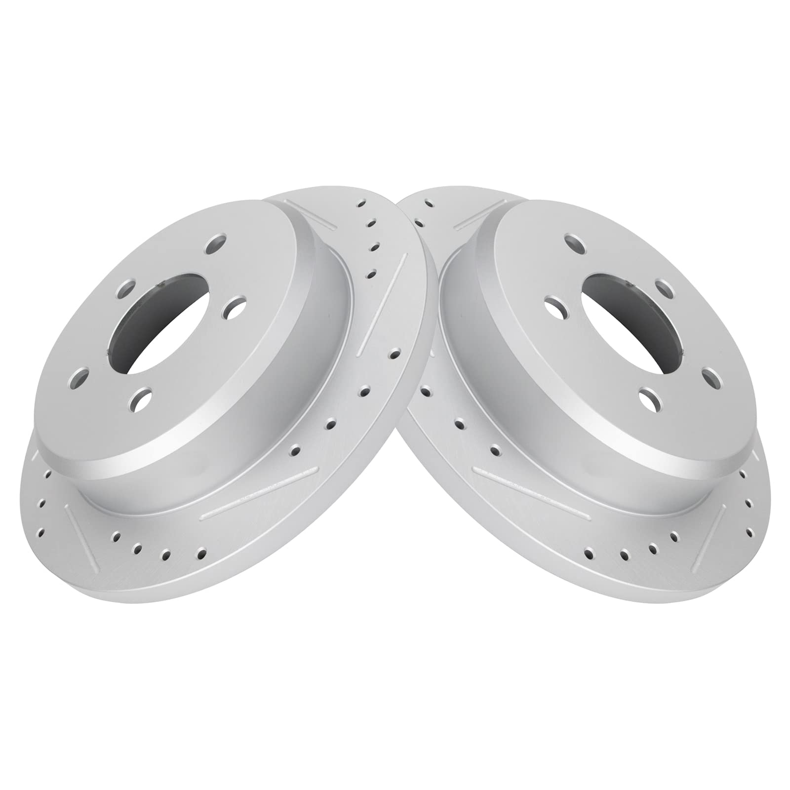 Trq Rear Performance Brake Rotors Set Premium G-Coated Cross Drilled & Slotted Compatible With 1996-2002 Ford Crown Victoria Lin