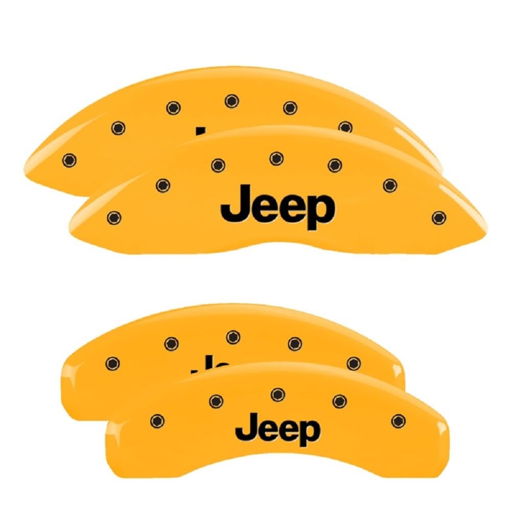 Mgp Caliper Covers - Brake Caliper Covers 2011-2021 Jeep Grand Cherokee 2022 Jeep Grand Cherokee Wk (42020S) Front And Rear Set - Jeep Logo - Yellow