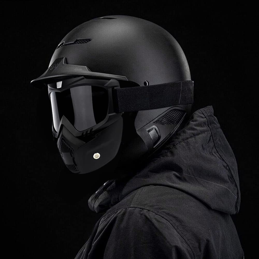 SPOSUNE Motorcycle Goggles Detachable Face Mask, ATV Dirt Bike Paintball Goggle Anti-Scratch UV400 Eyewear for Men Women