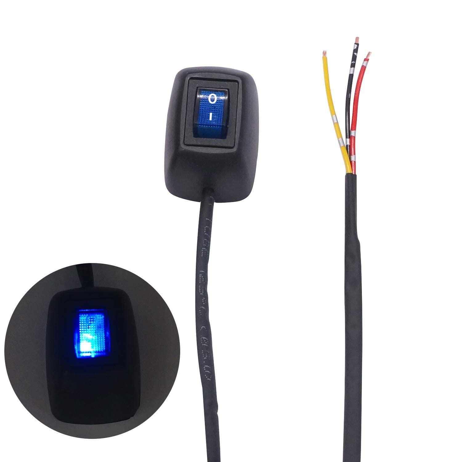 Twtade Paste Type Switch Car Push Button Switch With Led Light On/Off Dc12V/10A 24V/5A Water Drop Shape Diy Car Switch Spst Rocker Switch With 24'' Cable For Various Lamps And Lanterns H-016