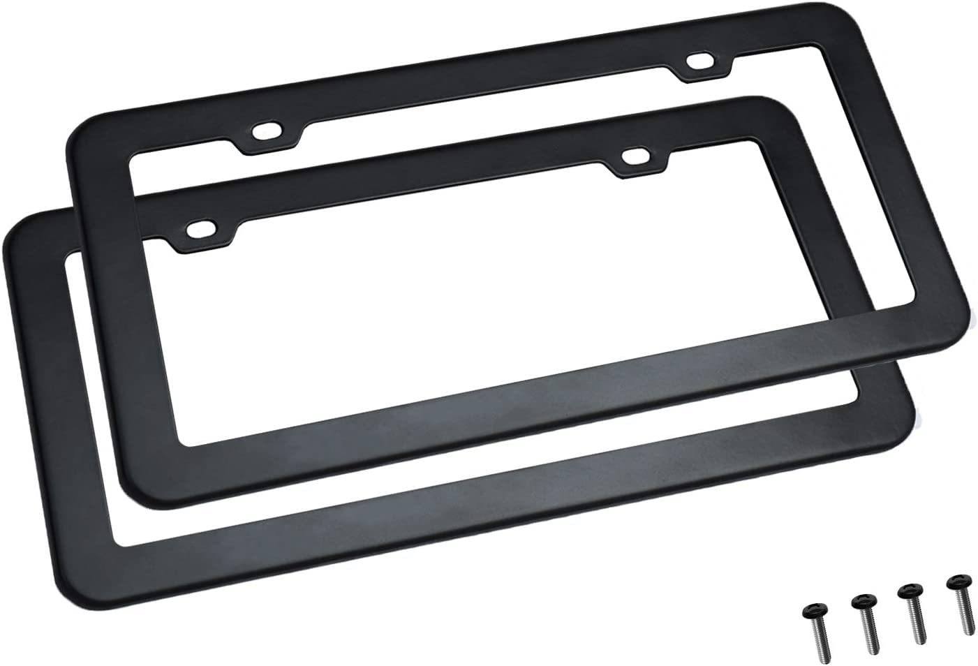 2Pcs Creathome Stainless Steel License Plate Frames With Matt Black Color