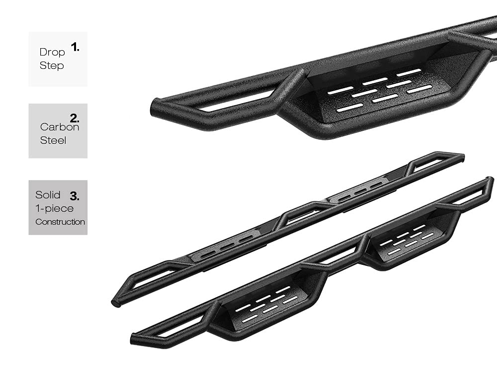 APS Black 6 Inches Tubular Drop Down Style Nerf Bars Running Boards Compatible with Toyota Tacoma 2005-2023 Double Crew Cab