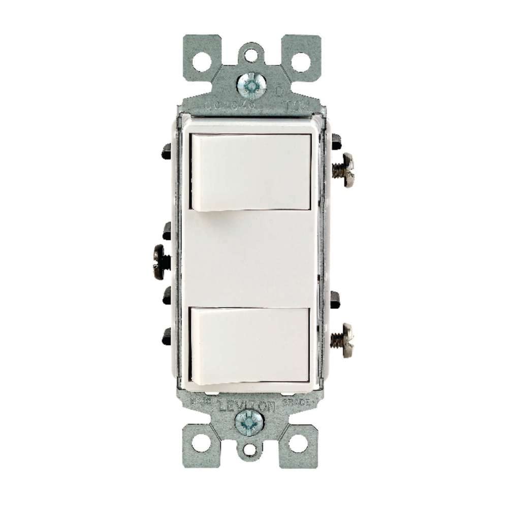 DECORA Double Combination Switch Feed 15 A 120 V White CSA Clamshell