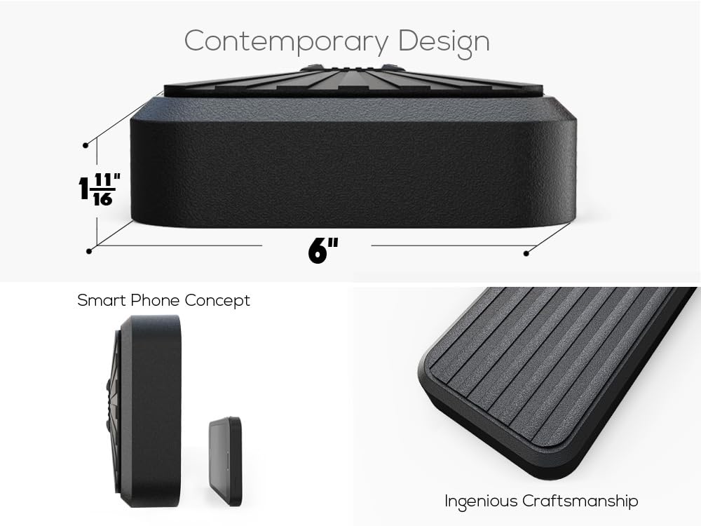 APS Premium 6in Stainless Steel Black Running Boards Compatible with Ford Transit 2015-2025 Full Size Van 3-Door (Exclude 2022-2