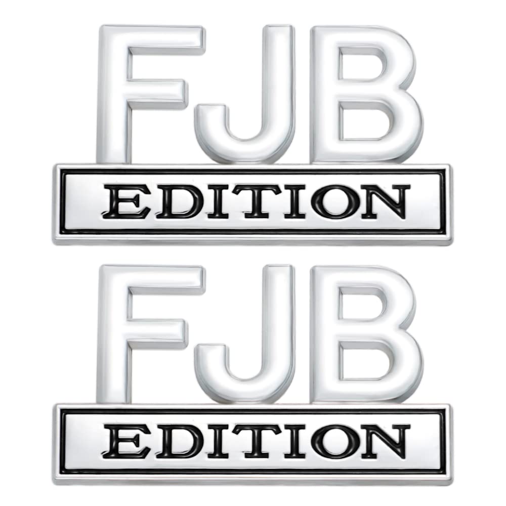 CARRUN 2 Pcs FJB Edition Emblem Car Side Rear Front Hood Trunk Door Badge 3D Decal Sticker Fit for Car Truck SUV (FJB, Silver Bl