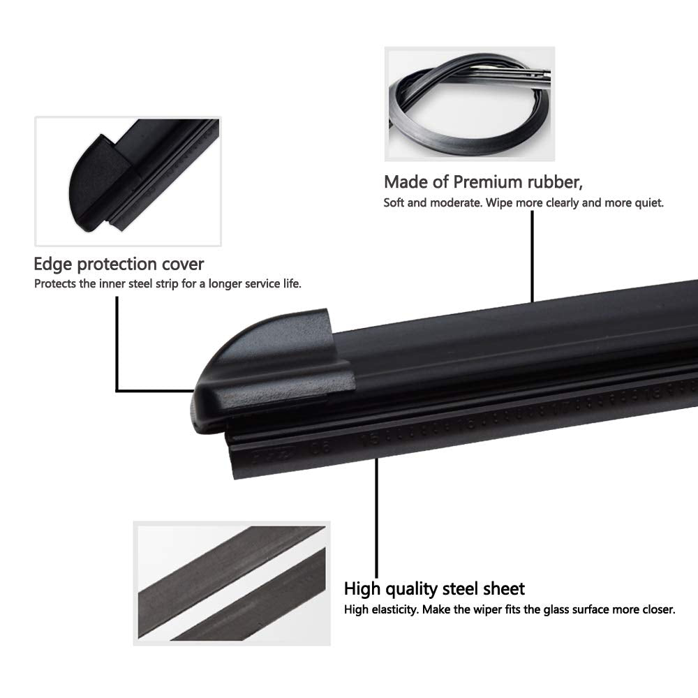 Xtechnor Tesla Model 3 Model Y Windshield Wiper Blades Original Equipment Replacement Wiper Strips For Tesla Model 3 Model Y 2017 2018 2019 2020 2021 2022 2023 (Set Of 2)