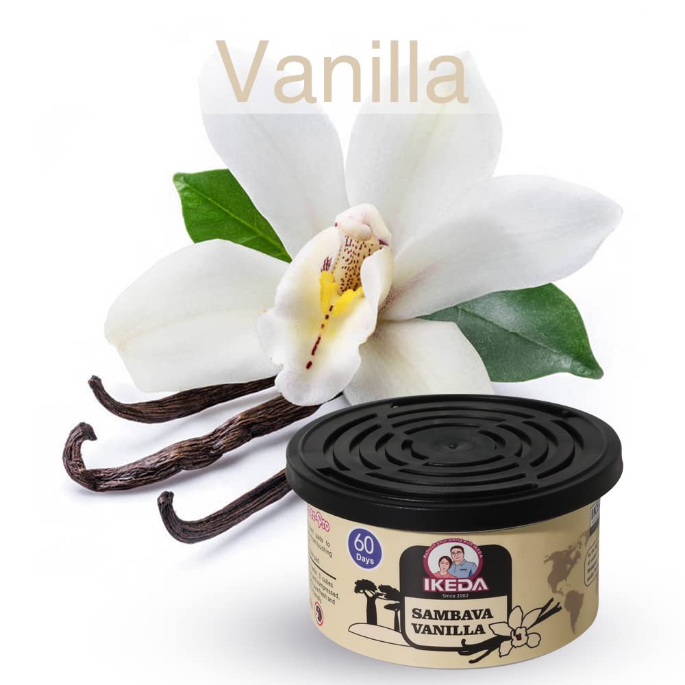 Ikeda Scents Car Air Fresheners: Sambave Vanilla Scent | Organic Can | Odor Eliminator Essential | Long-Lasting | Strong Fragran