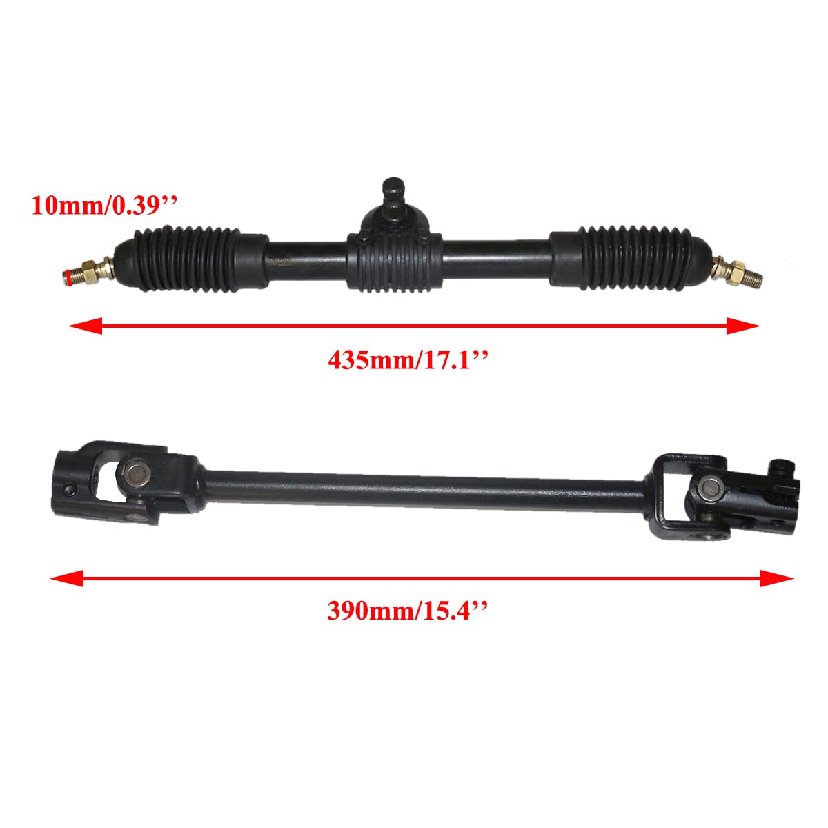 PRO BAT 435mm Go Kart Steering Gear Rack Pinion & Tie Rod Kit - Adjustable for 110cc-150cc Golf Buggy UTV - Black