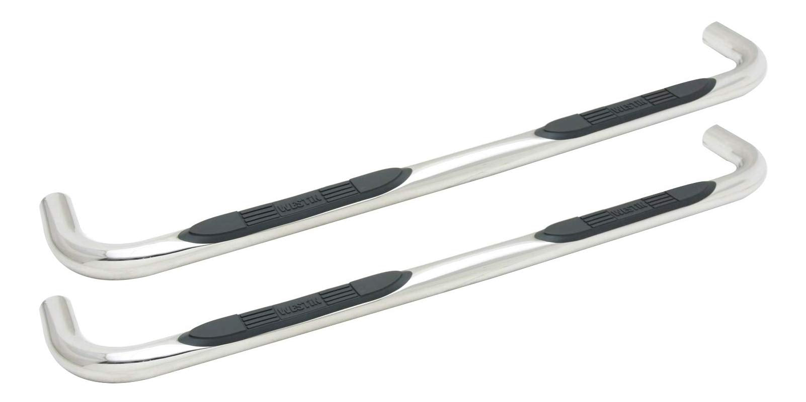 Westin 23-1950 E-Series 3 Round Nerf Bars Fits 1999-2013 Silverado Sierra 1500 2001-2006 1500Hd 2001-2014 2500 3500Hd Crew Cab Polished Pair