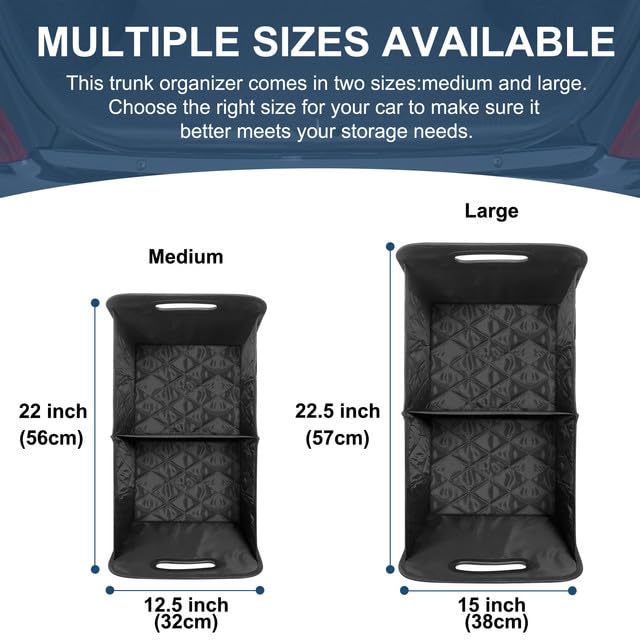 Deosk Collapsible Car Organizer with 6 Pockets, 50L Multi-Compartment Trunk Organizer - Grey