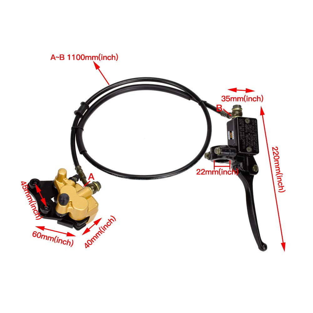 HIAORS Front Disc Brake Master Cylinder Caliper & Brake Pad Assembly for 50cc-125cc SSR Apollo Dirt Bikes & Pit Bikes