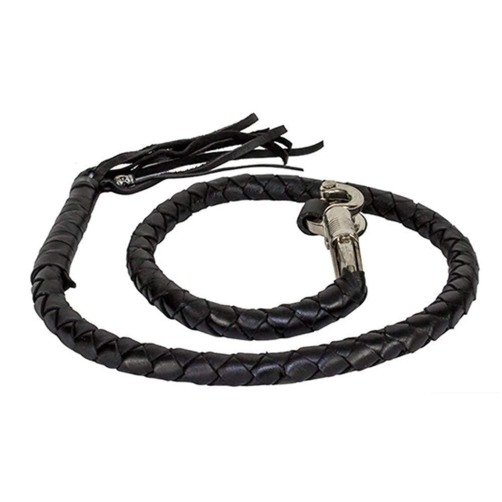All Black 36'' Long 1/2    Diameter Naked Soft Genuine Leather Motorcycle Get Back Whip