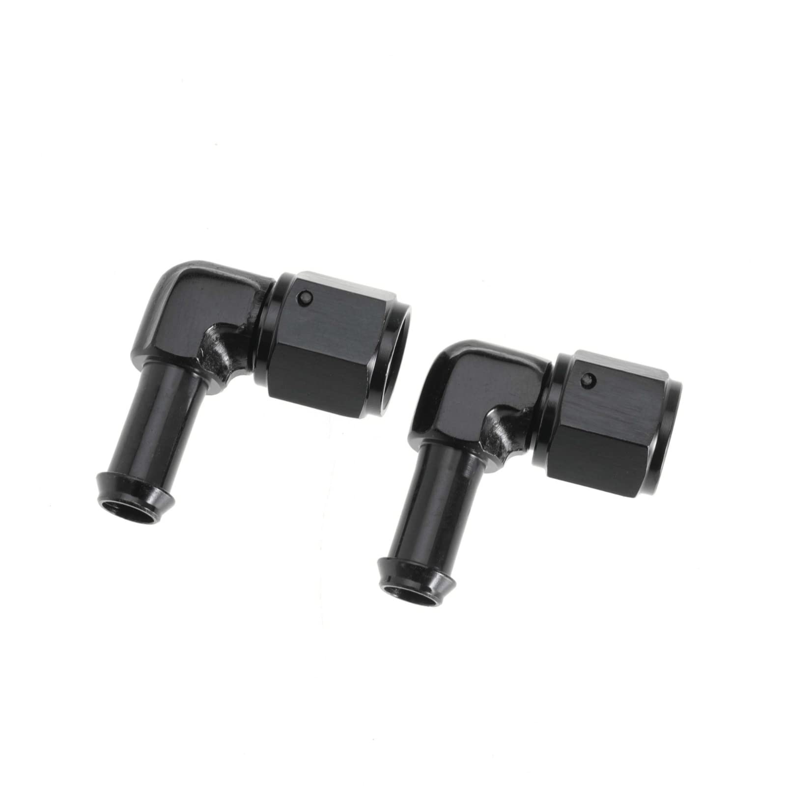 Female An6 To 3/8 Hose Fuel Fittings 90 Degree Swivel Oil Line Pipe Adapter Black 2Pcs