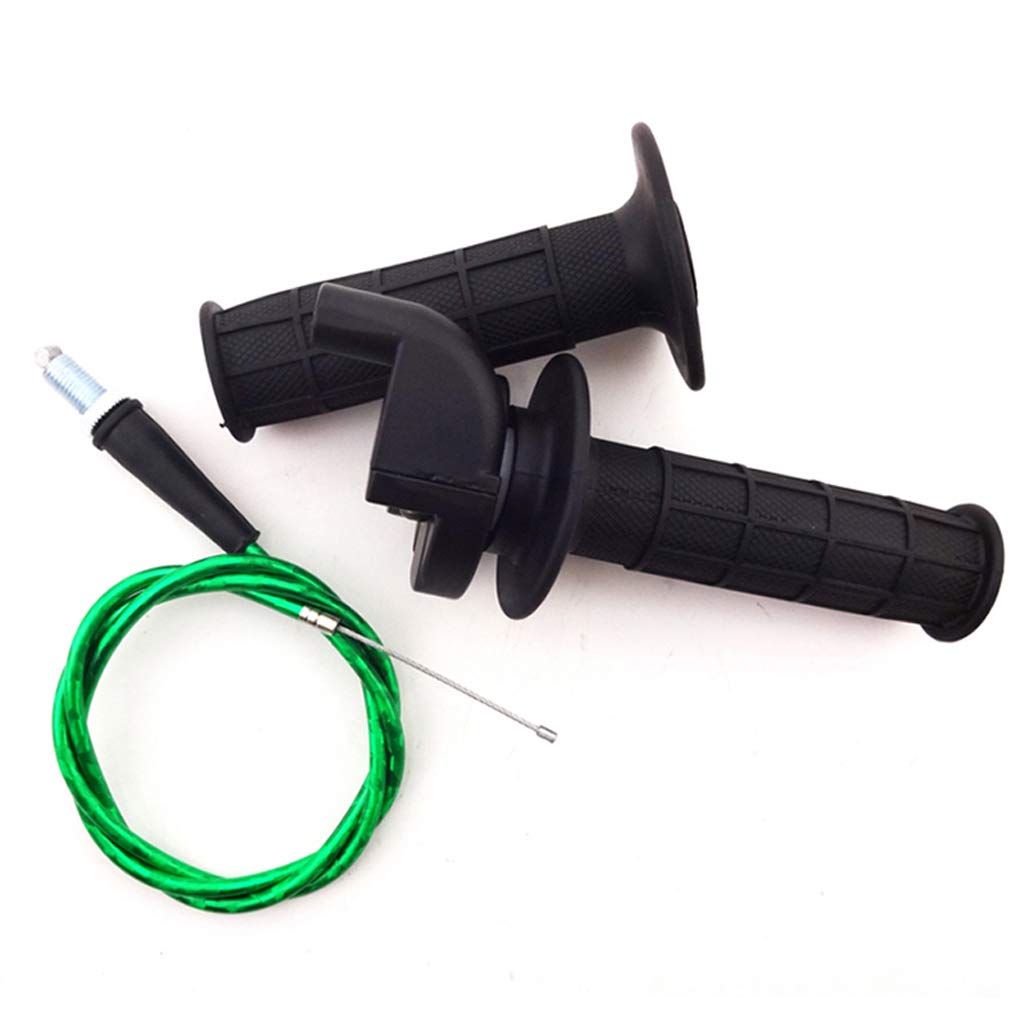 TC-Motor 7/8'' Green Twist Throttle Cable Black Hand Grips for Pit Dirt Bike XR CRF KLX Baja Apollo SSR Thumpstar Stomp DHZ 50cc 70cc 90cc 110cc 125cc 140cc 150cc 160cc