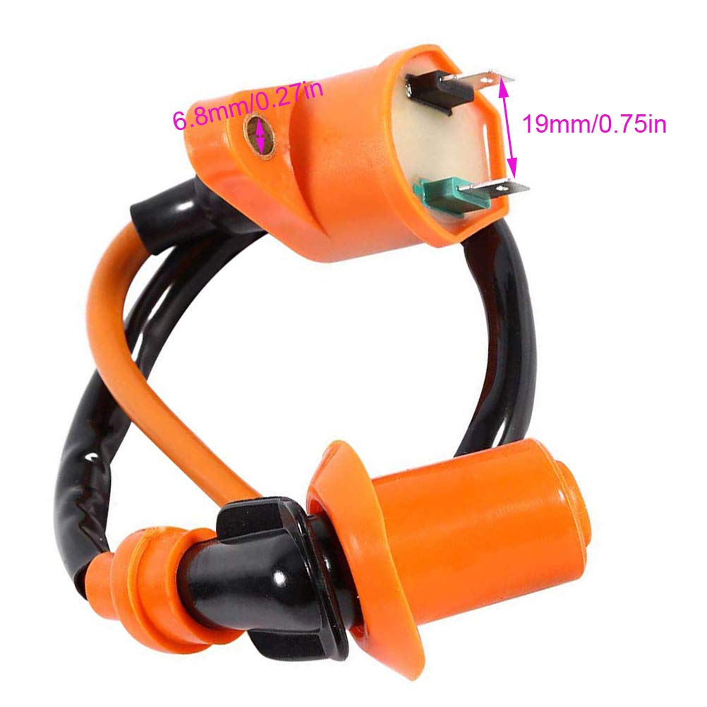 High Performance Racing Ignition Coil For Gy6 50Cc 150Cc 125Cc Atv Moped Scooter Parts With 6 Pin Cdi 3 Electrode Spark Plug - Scooter Ignition Coil Moped Performance Parts By Topemai