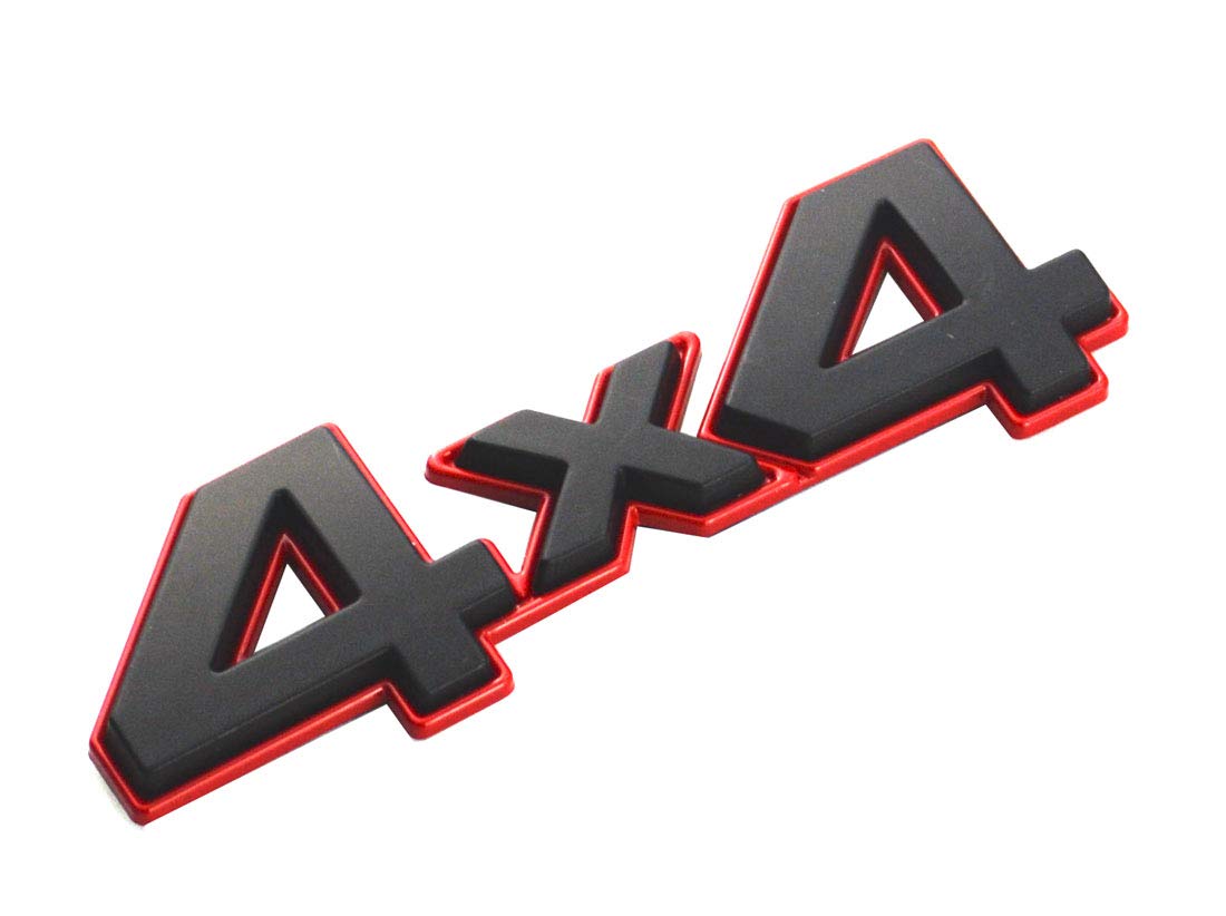 Aimoll 1Pc 4X4 Emblem Badge Nameplate 3D Car Sticker Decal Replacement For Universal Car Rear Tailgate 4 X 4 (Black Red)
