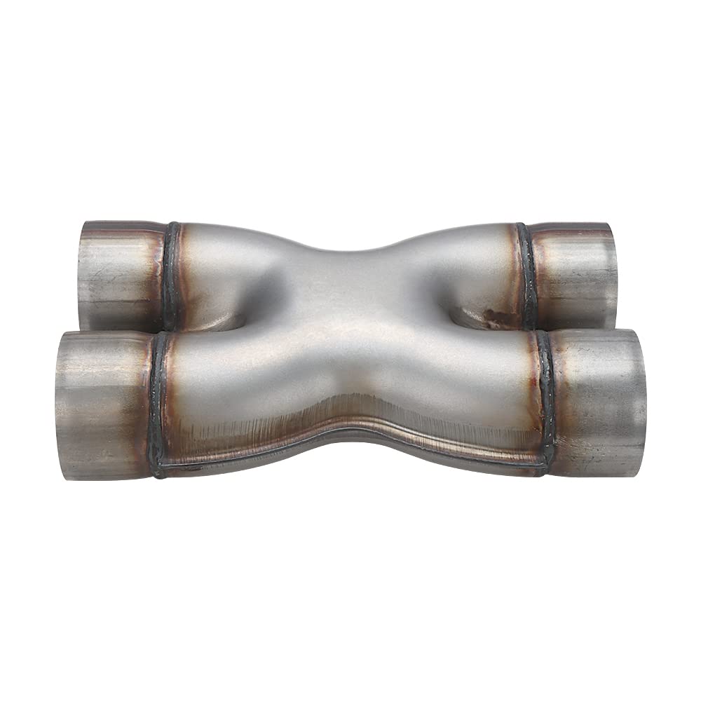 A-Karck Exhaust X Pipe Dual 3'' Inlet, 12'' Long Dual 3'' Outlet Stainless Steel X Pipe For Smoother Exhaust (Wide-Body)