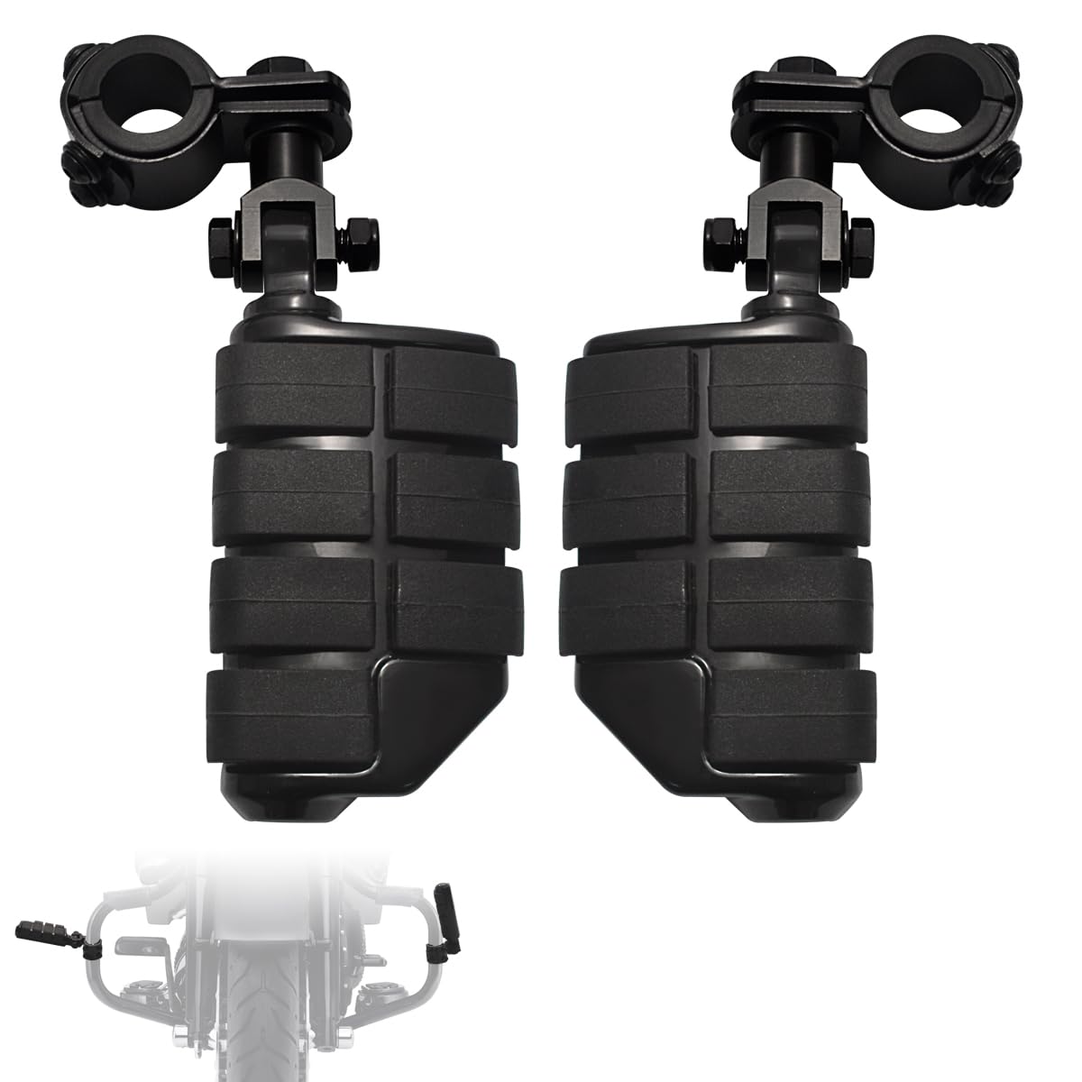 Fovplue 1'',1.25'',1 1/3'' Highway Footpegs, Adjustable Highway Peg W/ 3-Piece Clamp For Harley Touring Softail Dyna Sportster H