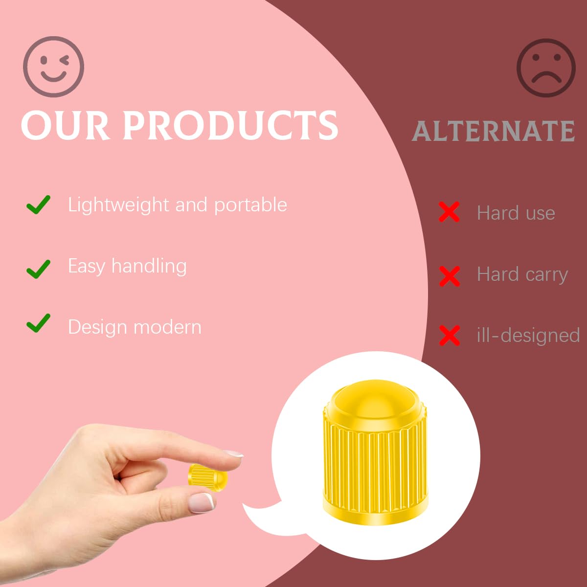 Ziciner 50 Pcs Tire Valve Stem Caps, Plastic Car Tyre Valve Cap With O Rubber Seal, Dustproof Airtight Seal Wheel Stem Covers, U