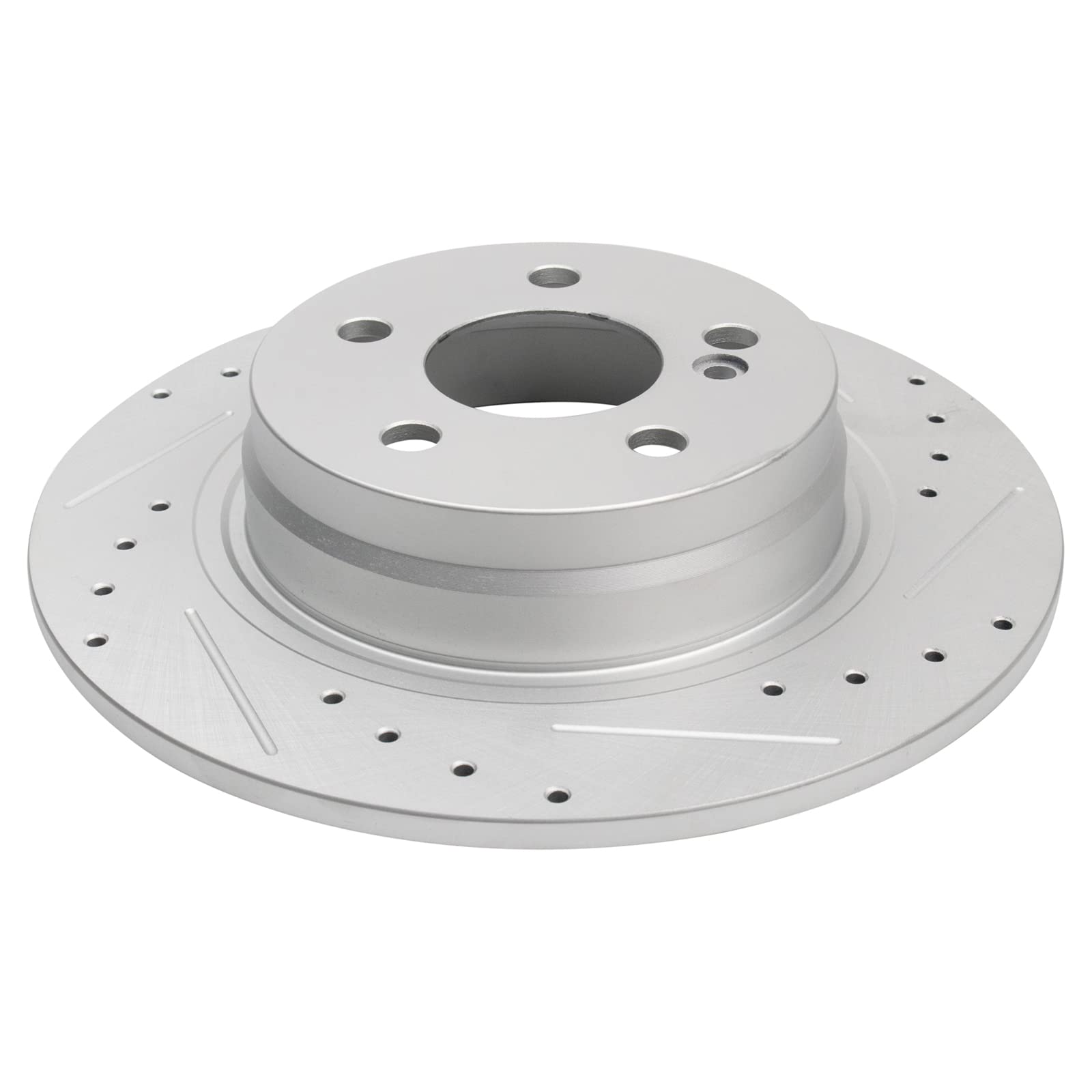 Trq Rear Performance Brake Rotors Set Premium G-Coated Cross Drilled & Slotted Compatible With 2012-2015 Mercedes-Benz C250 2008