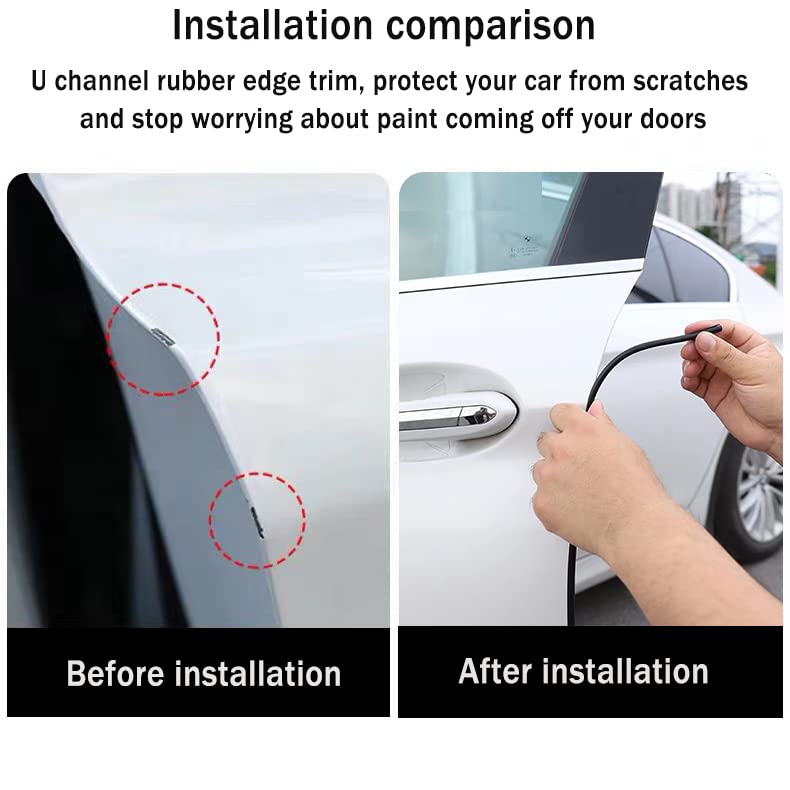 Door Edge Guard U Channel Rubber Edge Trim Self Adhesive Metal Edge Protection Guard for Most Car Doors, Hatches, Lockers, Panel