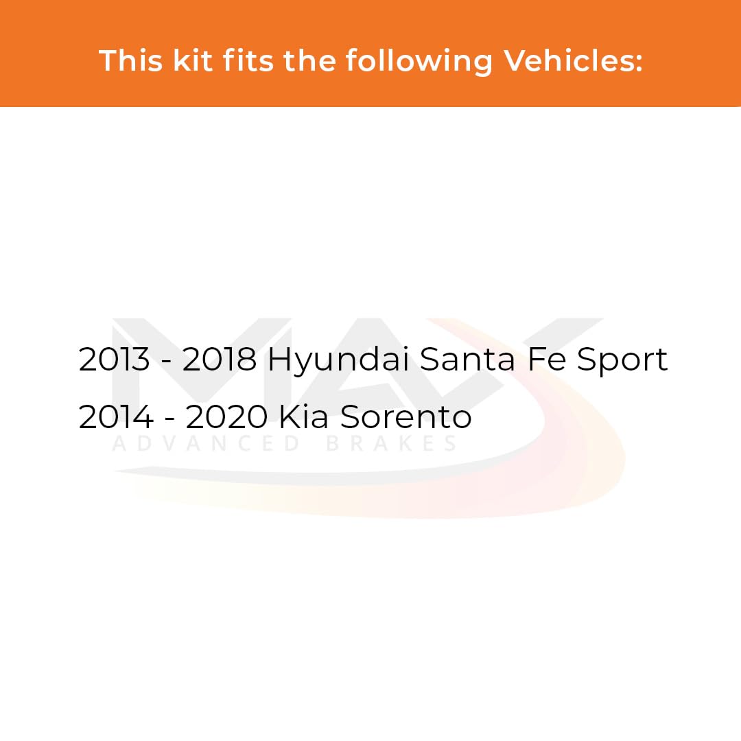 Max Advanced Brakes Front & Rear Brake Kit Compatible With 2013 2014 2015 2016 2017 2018 Hyundai Santa Fe Sport Replacement Cros