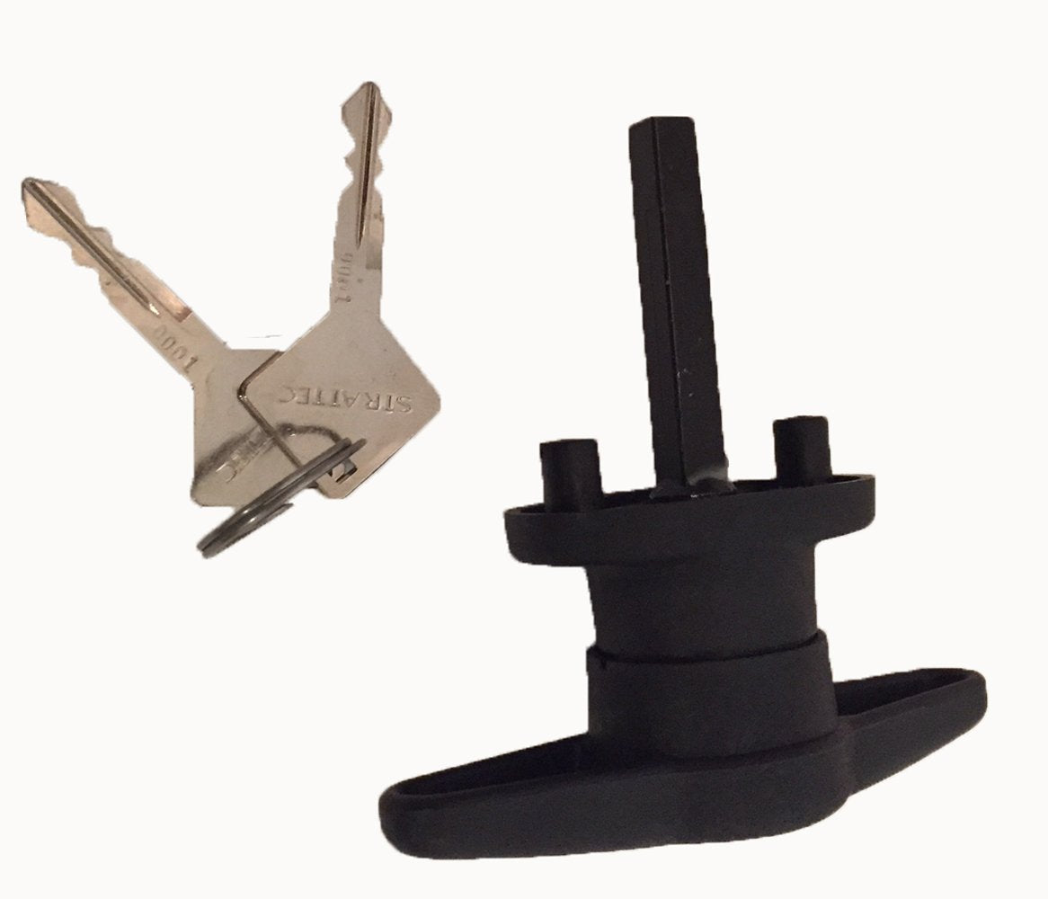 ARE T-Handle for Pickup Truck Camper Shell Door, Black, Nylon, Model JU5VSBU, Includes 2 Keys
