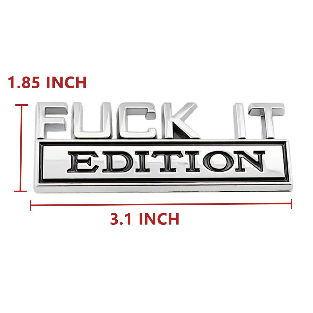 Carrun 2 Pcs Fuck It Edition Emblem Car Side Rear Front Hood Trunk Door Badge 3D Decal Sticker Fit For F 150 F250 F350 Silverdo