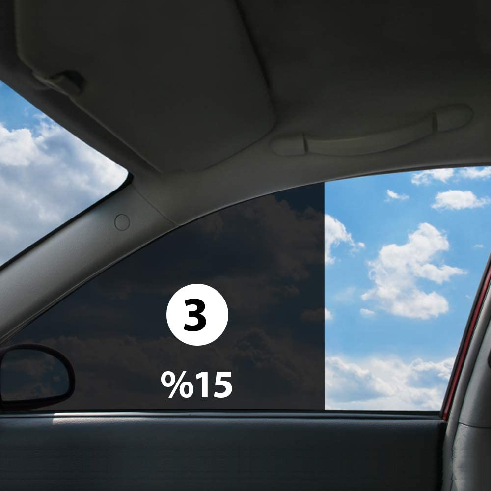 Car Window Tint Film For Auto Sun Shade Roll 15% Vlt Black Universal Fit Width 20'' X Length 20 Ft Roll | Automotive Baby Protection Passenger Privacy Sunlight Heat Uv Block And Scratch Resistant