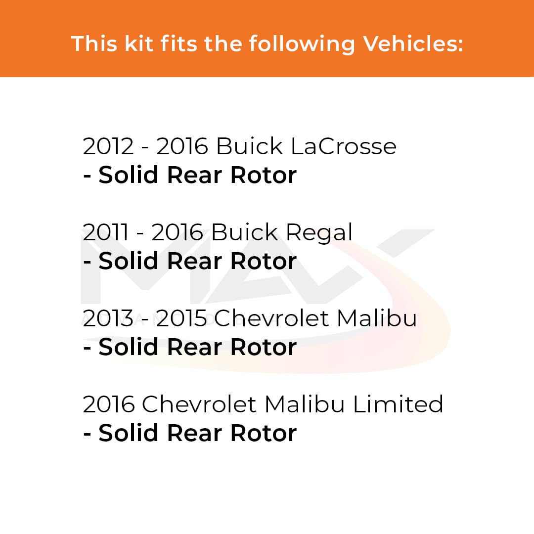 Max Advanced Brakes Rear Brake Kit Compatible With 2012-2016 Buick Lacrosse Regal Compatible With Chevy Malibu/Limited Replaceme