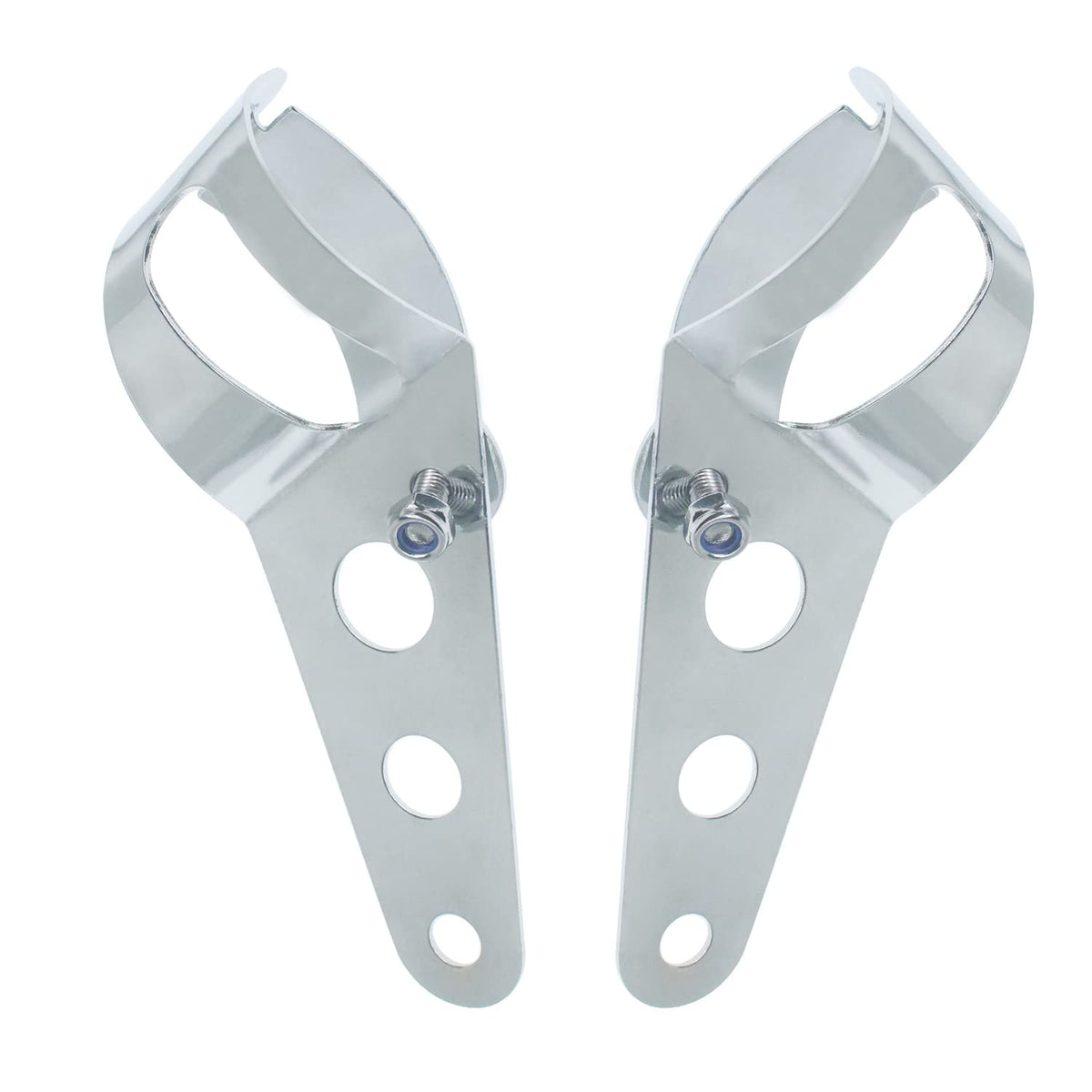 Amavoler 35-43mm Fork Headlight Mounting Bracket, Universal Motorcycle Headlight Bracket Fork Tube Clamp Kit (Chrome)