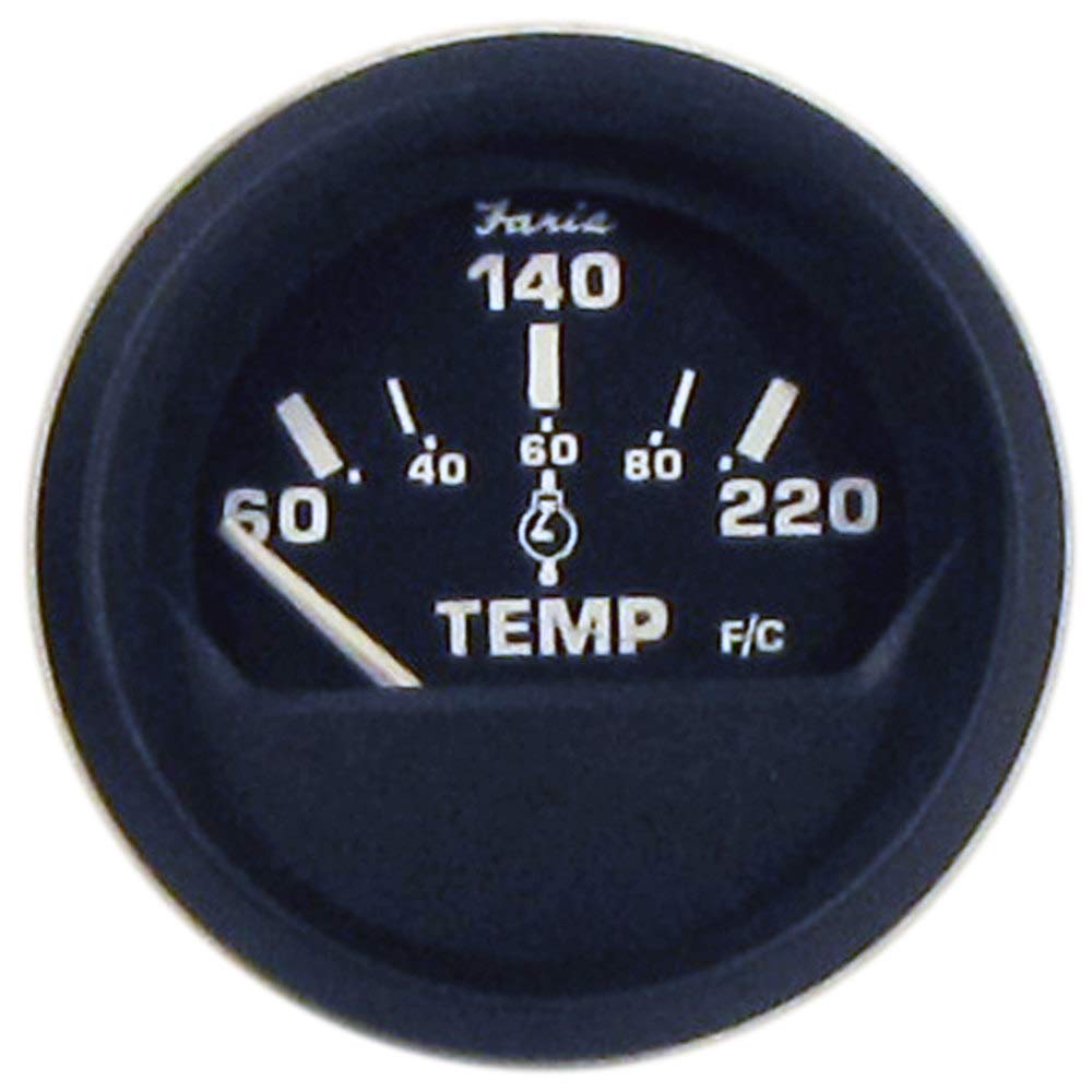 Faria Beede Instruments Beede 12819 Euro Cylinder Head Temperature Gauge With Sender (60-220F) - 2'''', Black