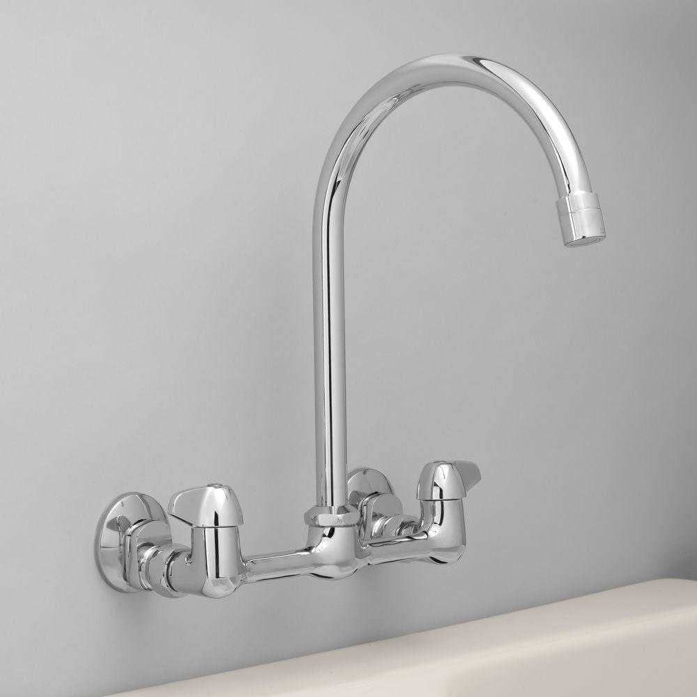Homewerks 3190-40-Ch-Bc-Z Two Handle High-Arc Wallmount Kitchen Faucet