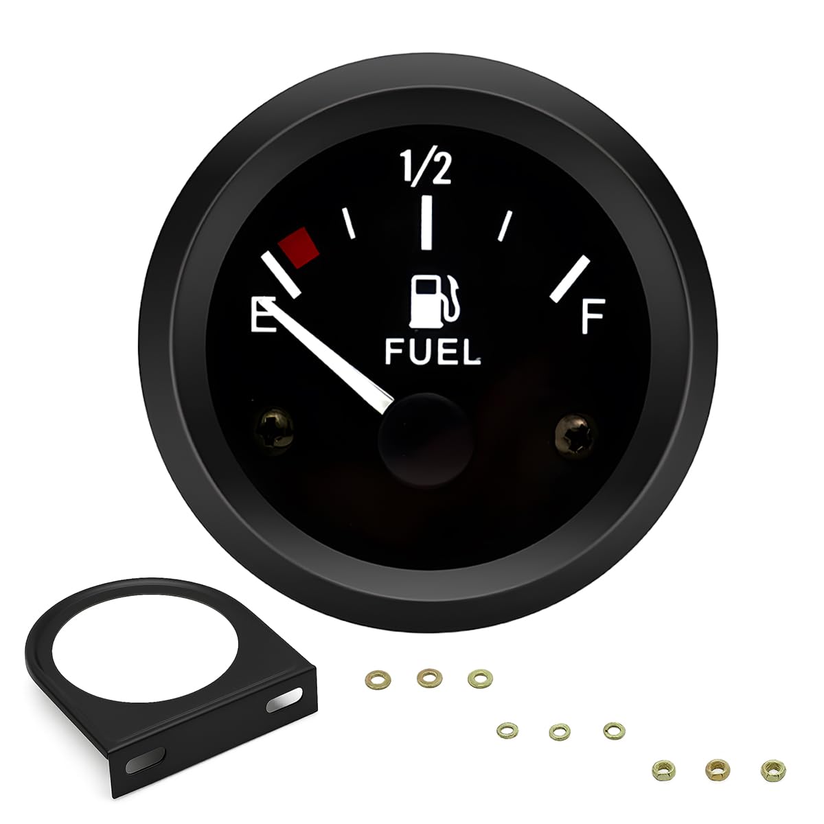 Tuxihapp 2 52mm 12V Fuel Level Gauge Meter Kit with Nut/Bracket - 240-33ohm Boat Fuel Gauge Gas Tank Meter with E-1/2-F Pointer 