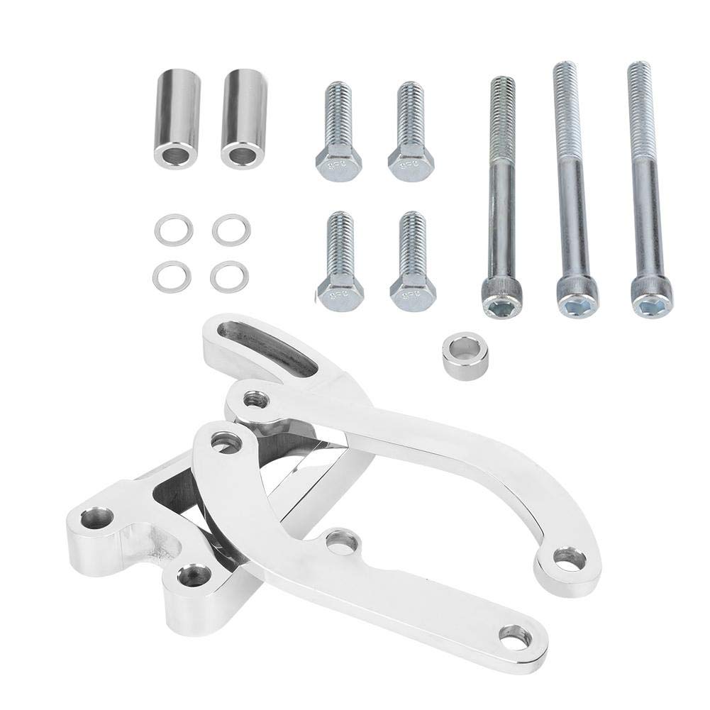 Power Steering Pump Bracket, Polished Aluminum Alloy Power Steering Pump Mounting Bracket Fit For Sbc 262-400