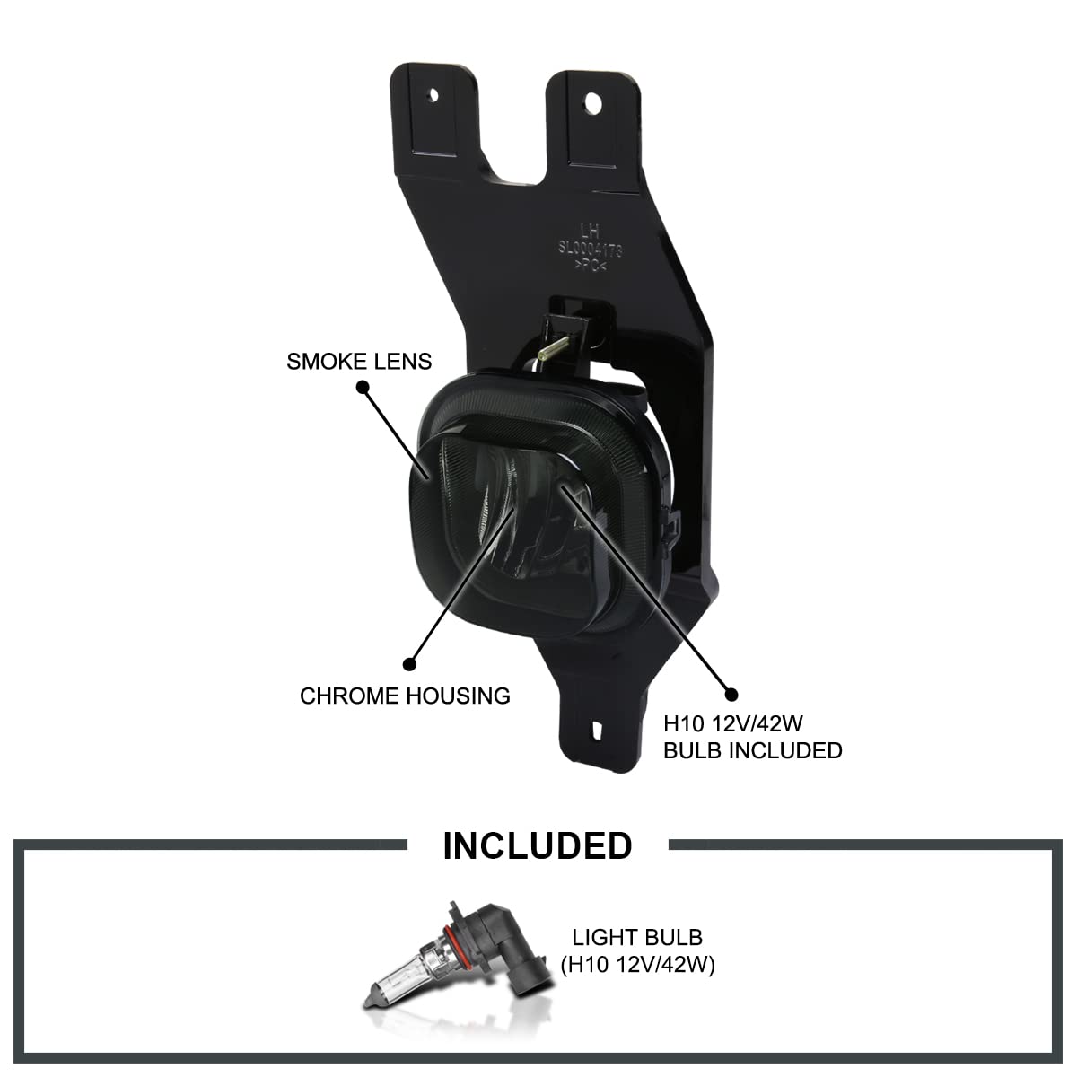 Spec-D Tuning Smoke Fog Lights Bumper Lamp Compatible with Ford F250 F350 Super Duty 1999-2004, 00-04 Excursion, L+R Pair Assembly