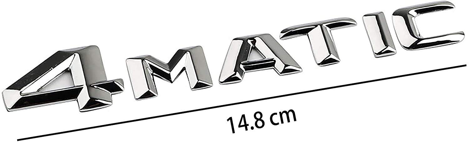 1Pcs 3D Car 4Matic Logo Abs Letter Emblem Decal For Car Side Fender Rear Trunk Emblem Badge Chrome Decal Sticker (4-Mat-Silver)