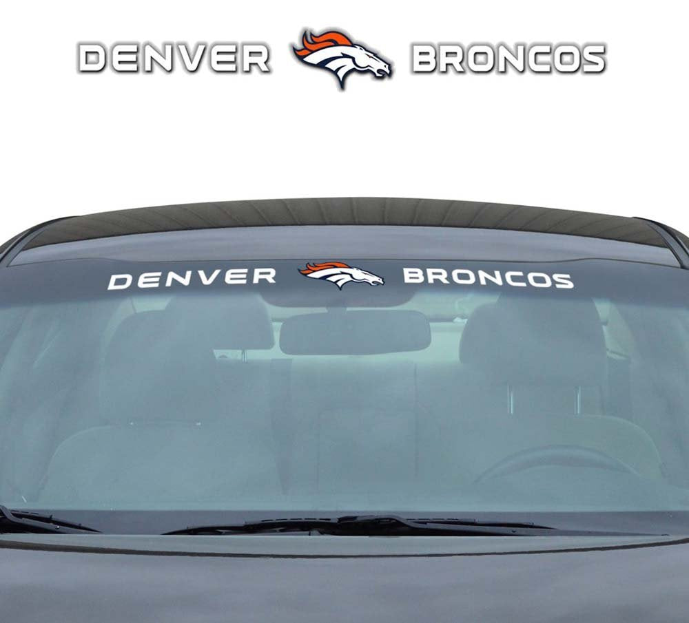 FANMATS 61470 NFL - Denver Broncos Sun Stripe Windshield Decal 3.25 in. x 34 in. - Great Gift for Sports Fans - Works On Hard Surfaces - for Homes, Cars, Trucks, SUVs.